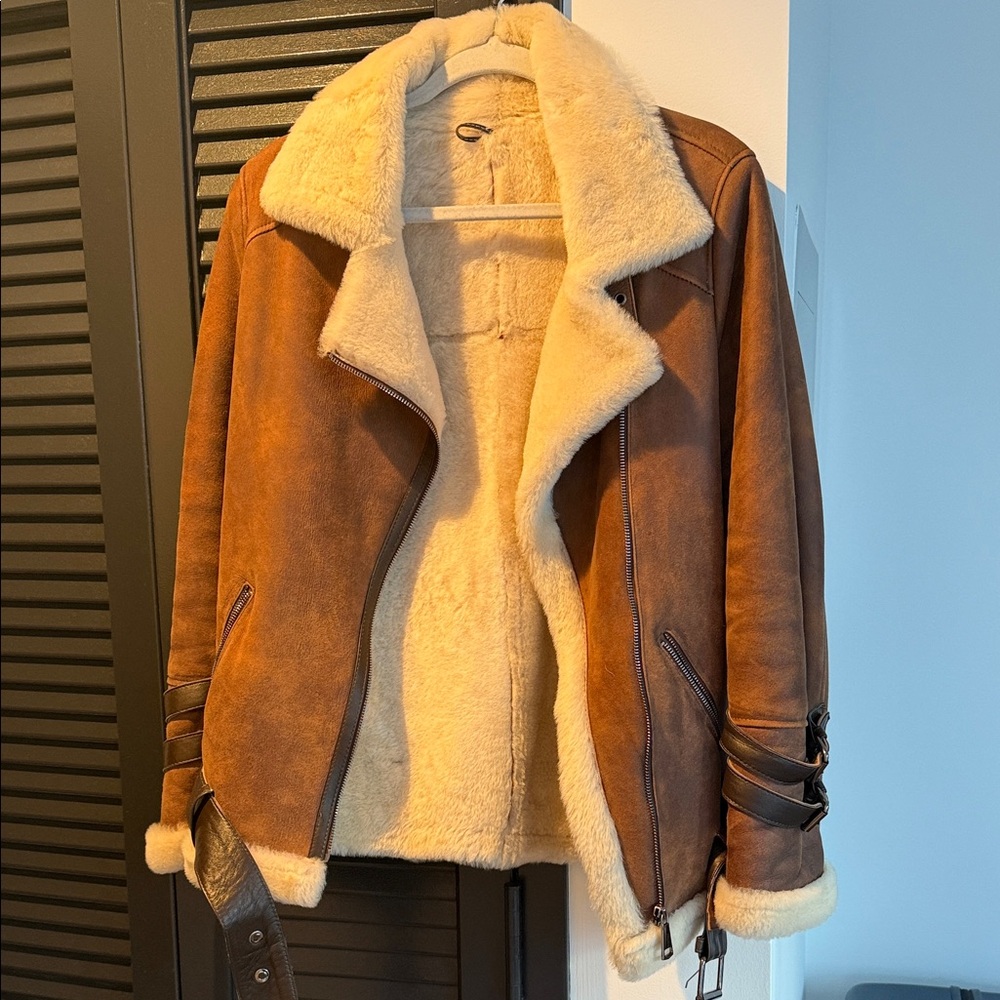 Brown Shearling Lined Women's Jacket